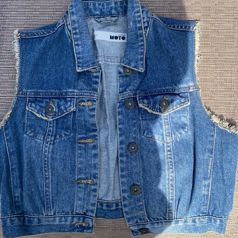 Topshop cropped denim vest
